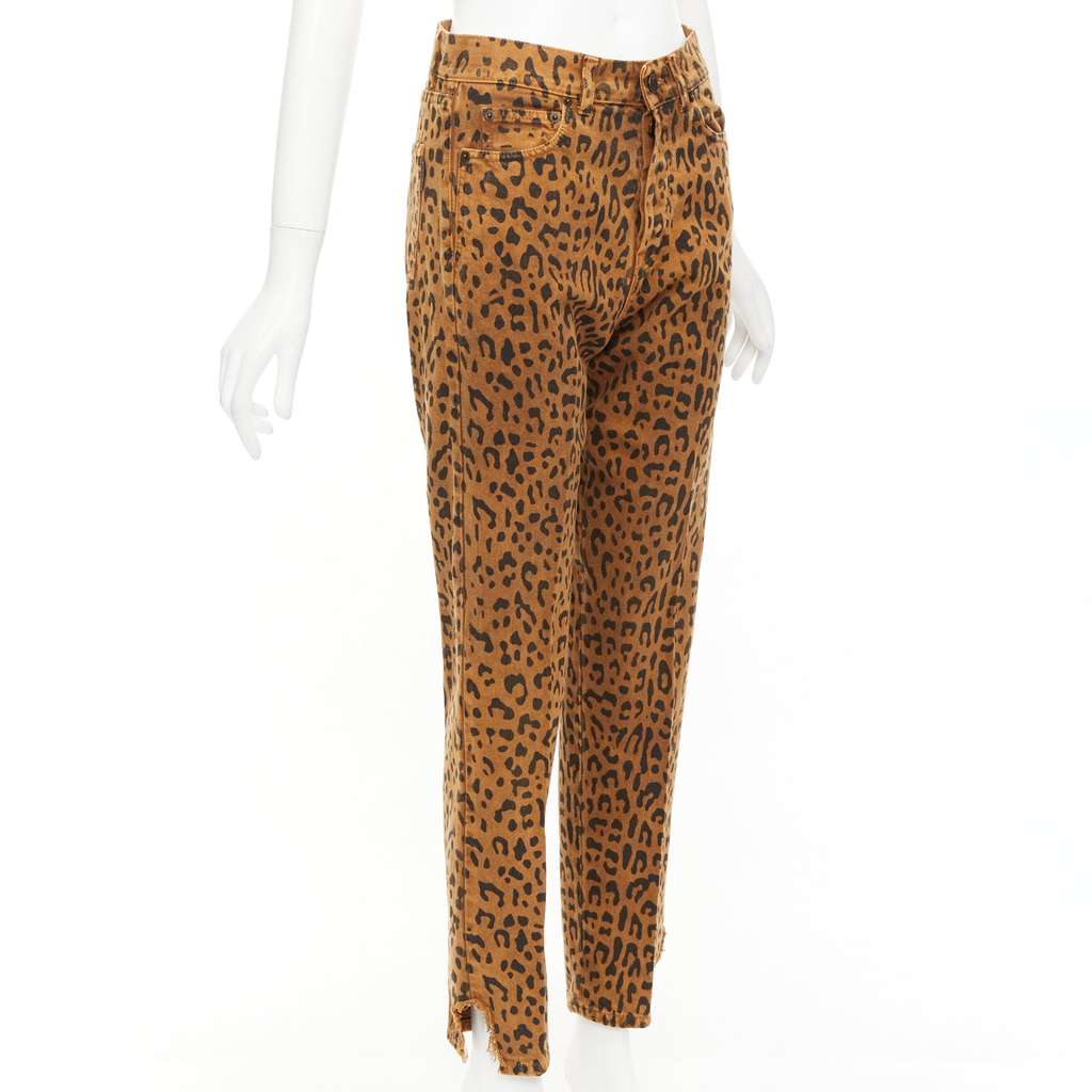 Saint Laurent Animal Print Jeans Brown Cotton Good - Inside View