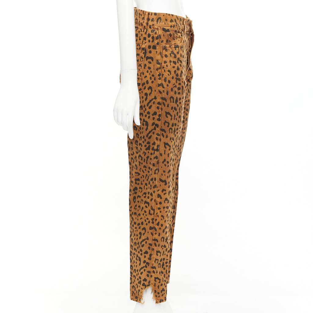 Saint Laurent Animal Print Jeans Brown Cotton Good - Model View