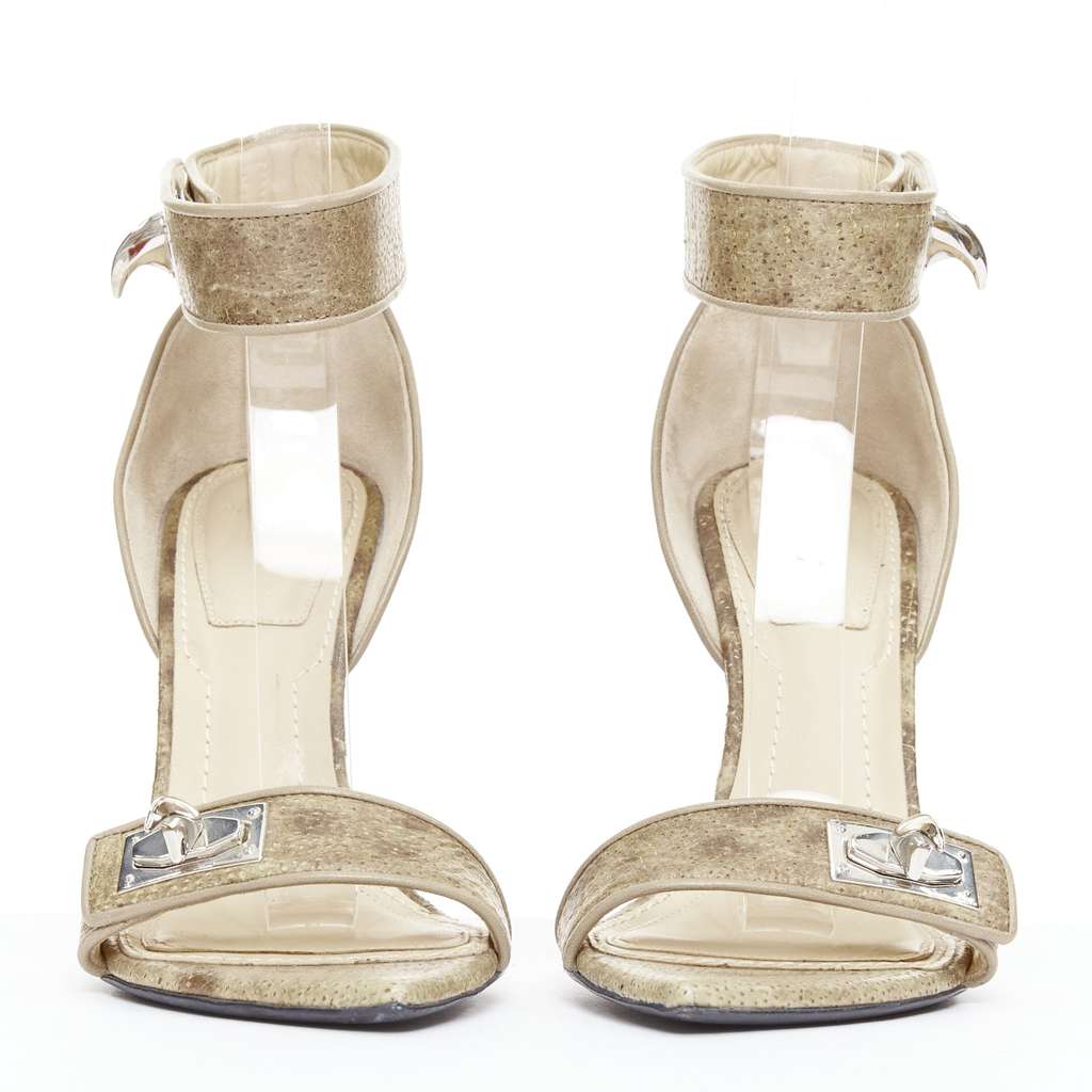Givenchy Sharktooth Sandals Khaki Leather Very good - Inside View