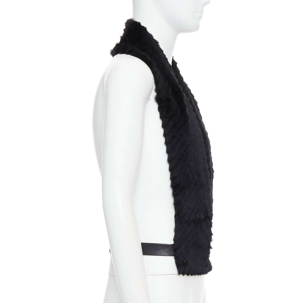 Versace Fur Belt Scarf Vest Black Very good - Model View