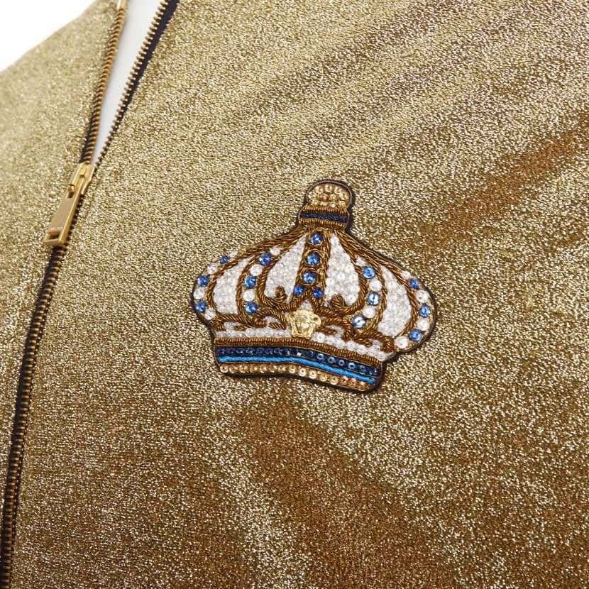 Versace Gold Crystal Bomber Jacket Gold Polyester Very good - Back View