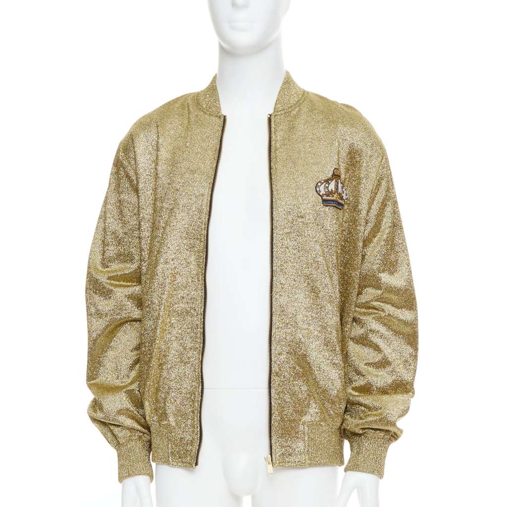 Versace Gold Crystal Bomber Jacket Gold Polyester Very good - Inside View