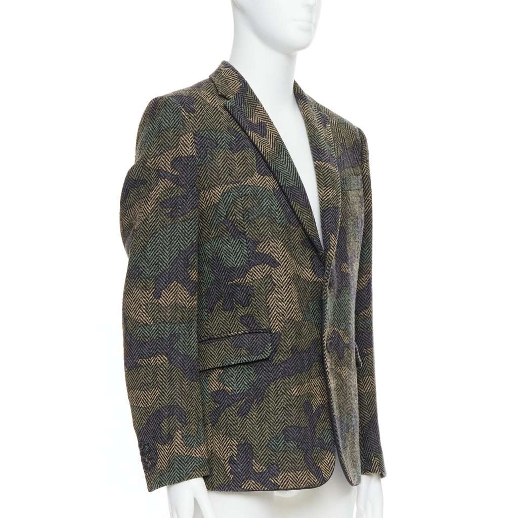 Valentino Garavani Green Camouflage Blazer Green Wool Very good condition - Inside View