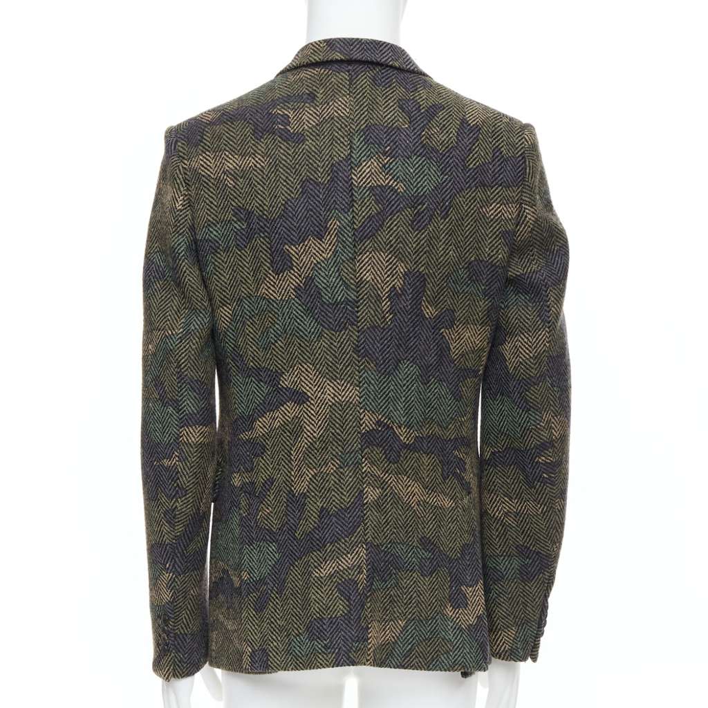 Valentino Garavani Green Camouflage Blazer Green Wool Very good condition - Box View