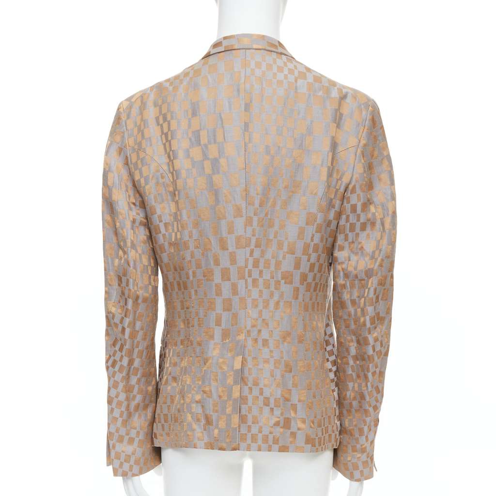 Haider Ackermann Gold Checkered Blazer Silver Linen Very good - Box View