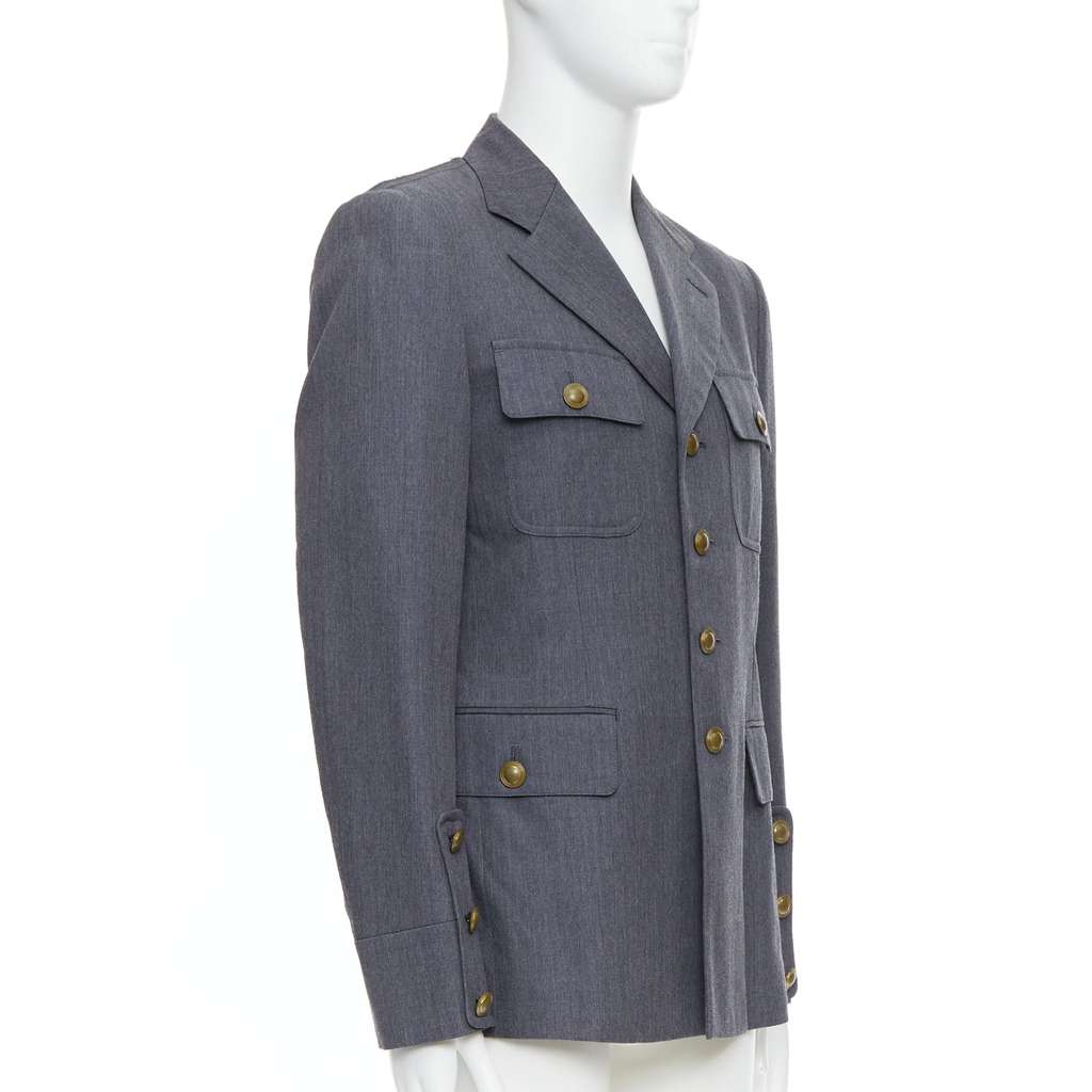 Comme Des Garcons Grey Pink Military Jacket Grey Wool Very good - Inside View