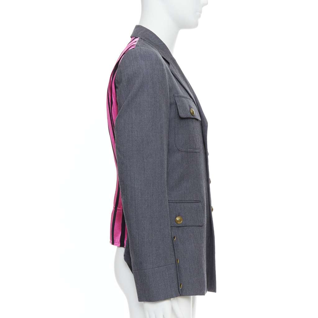 Comme Des Garcons Grey Pink Military Jacket Grey Wool Very good - Model View