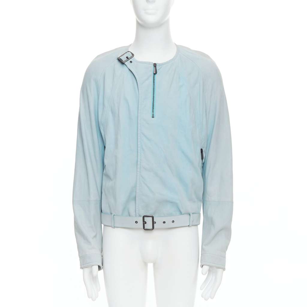 Bottega Veneta Blue Leather Biker Jacket Blue Leather Fair - Inside View