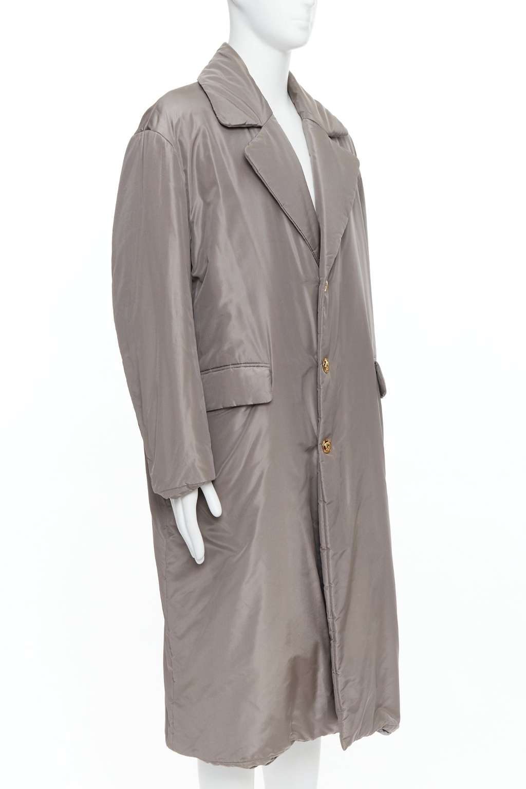 Versace Grey Padded Gold Coat Beige Very good - Inside View