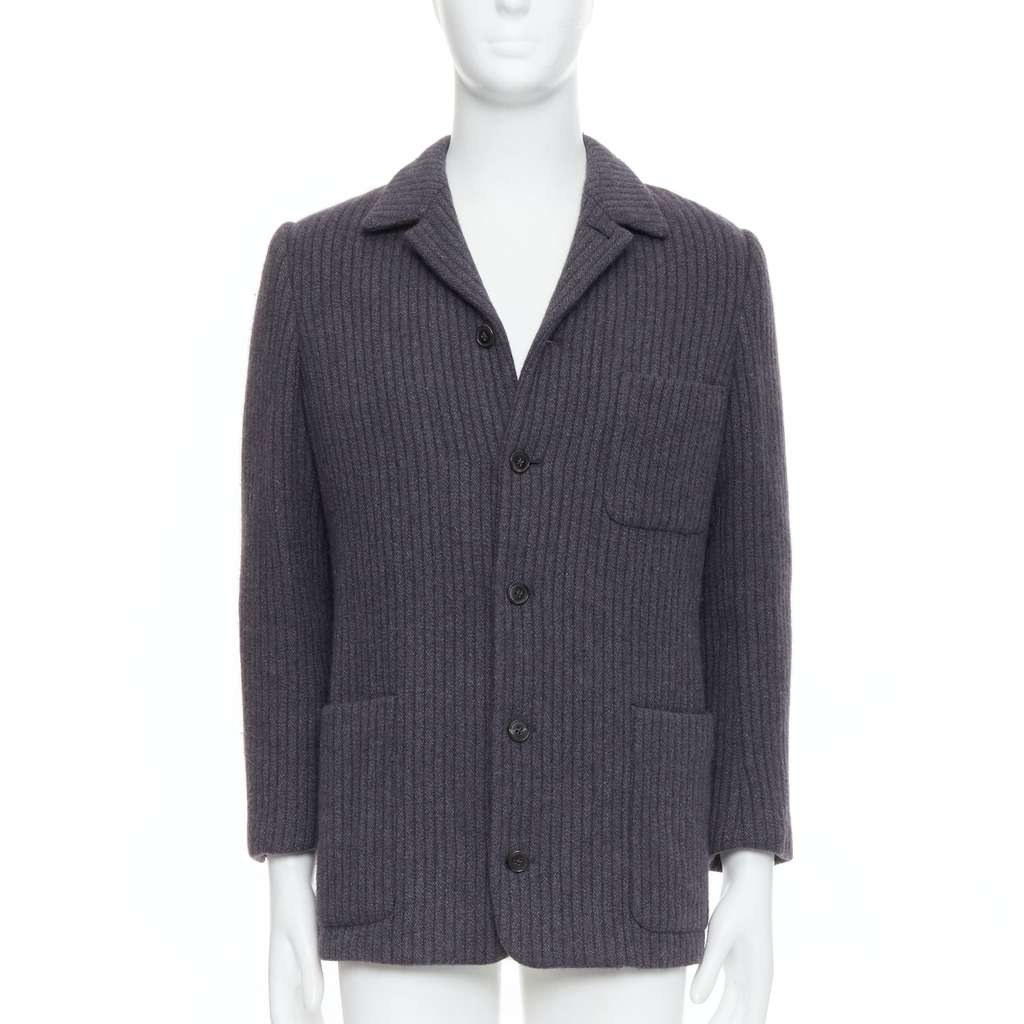 Hermès Grey Stripe Knit Blazer Grey Very good - Front View