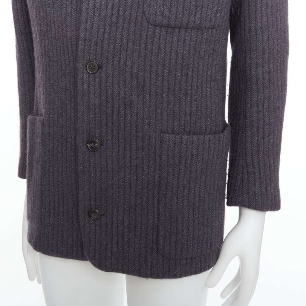 Hermès Grey Stripe Knit Blazer Grey Very good - Back View