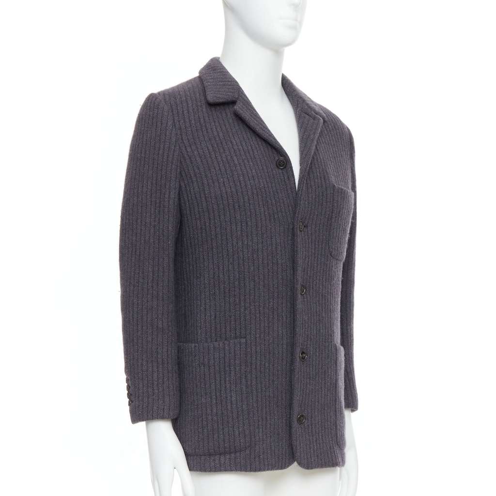 Hermès Grey Stripe Knit Blazer Grey Very good - Inside View