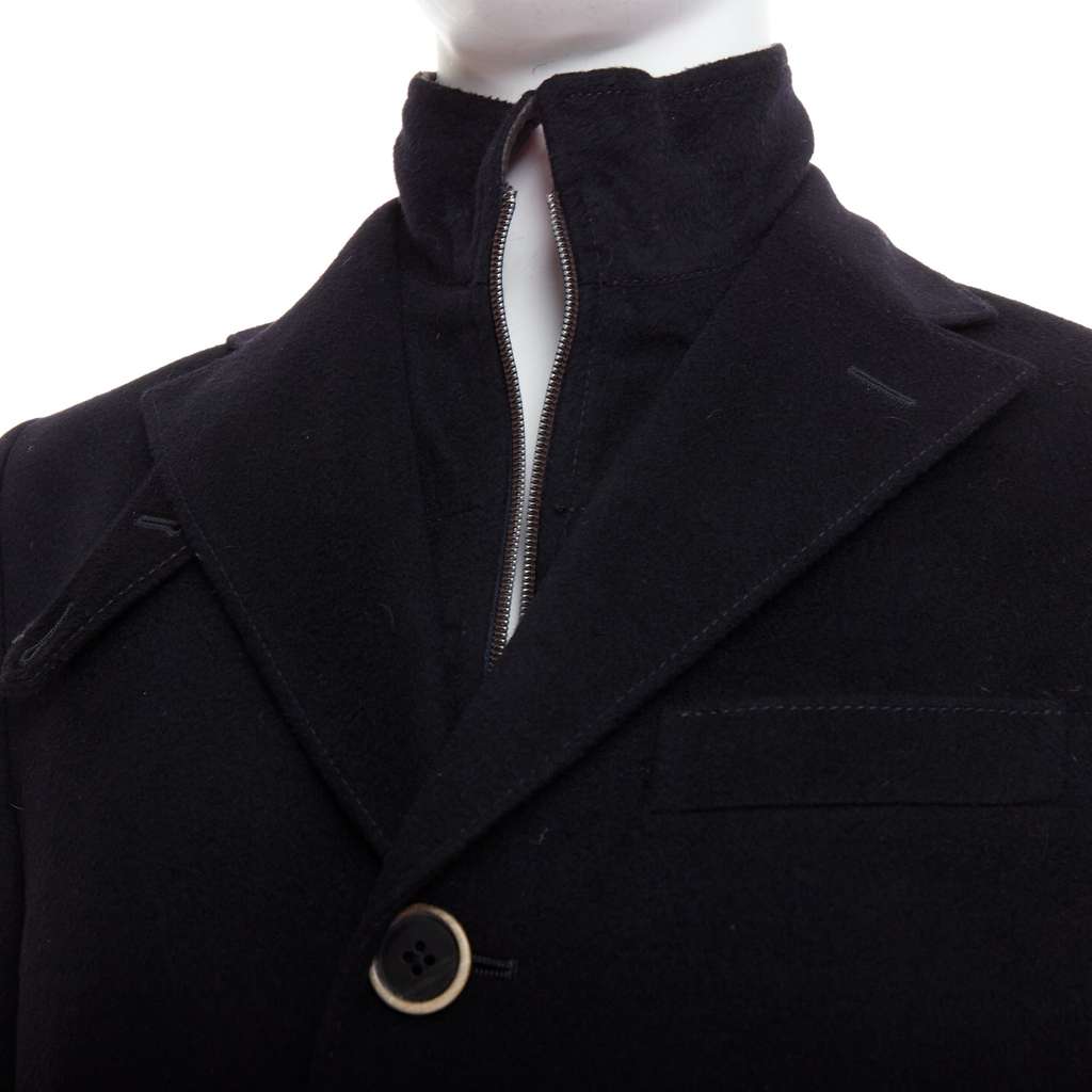 Corneliani Black Wool Collar Coat Black Wool Fair condition - Back View