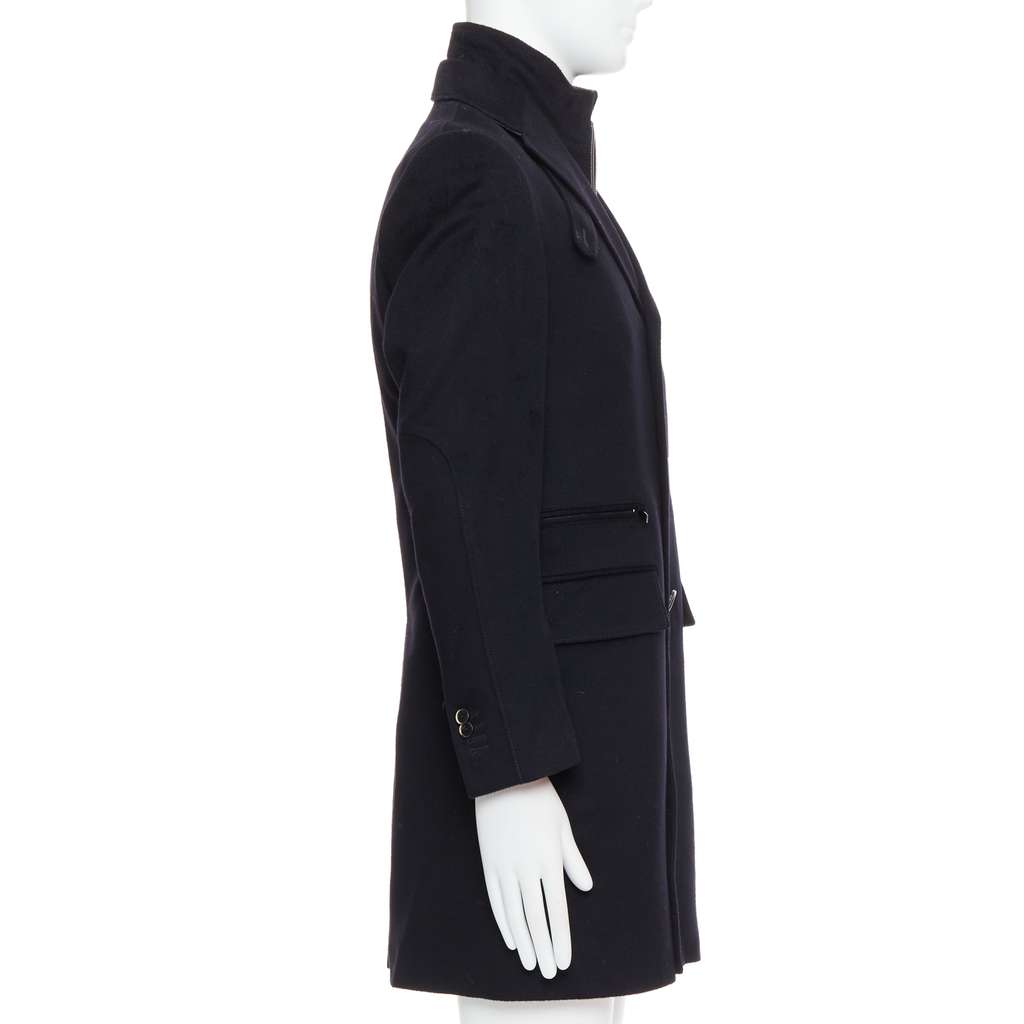 Corneliani Black Wool Collar Coat Black Wool Fair condition - Box View