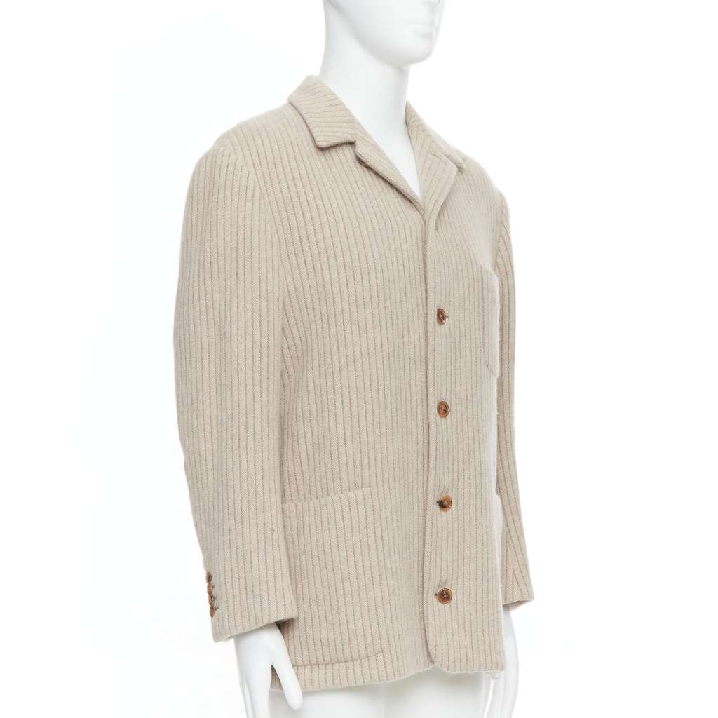 Hermès Beige Stripe Knit Blazer Beige Very good condition - Inside View