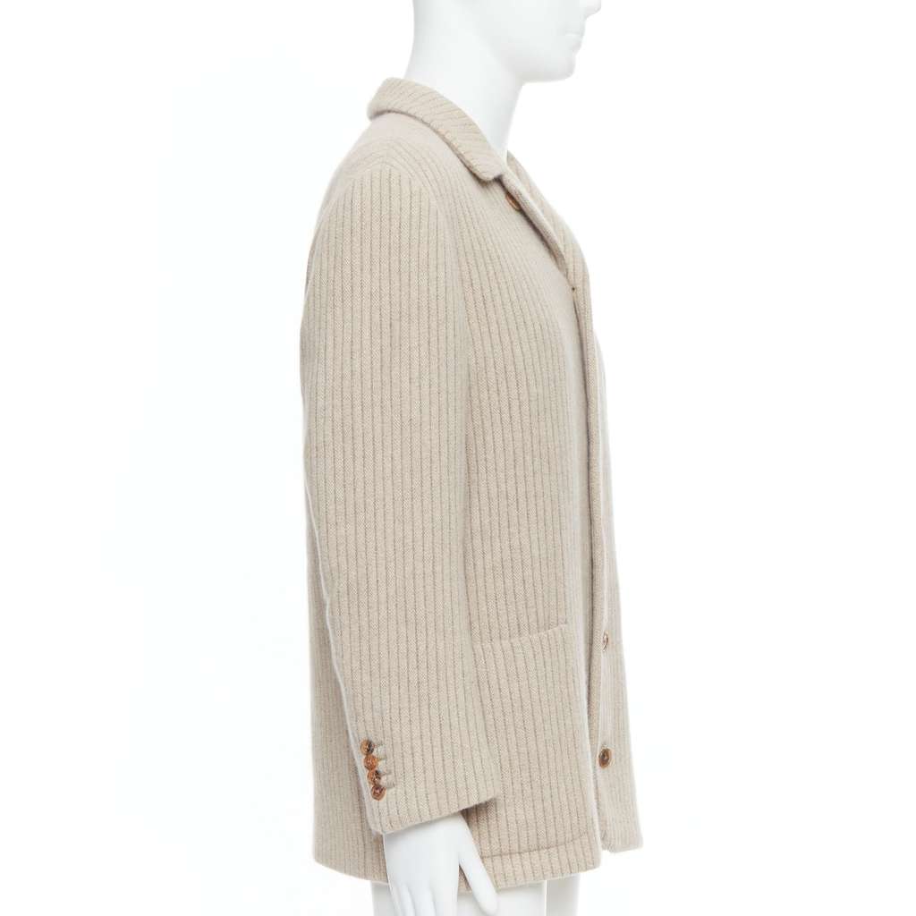 Hermès Beige Stripe Knit Blazer Beige Very good condition - Model View