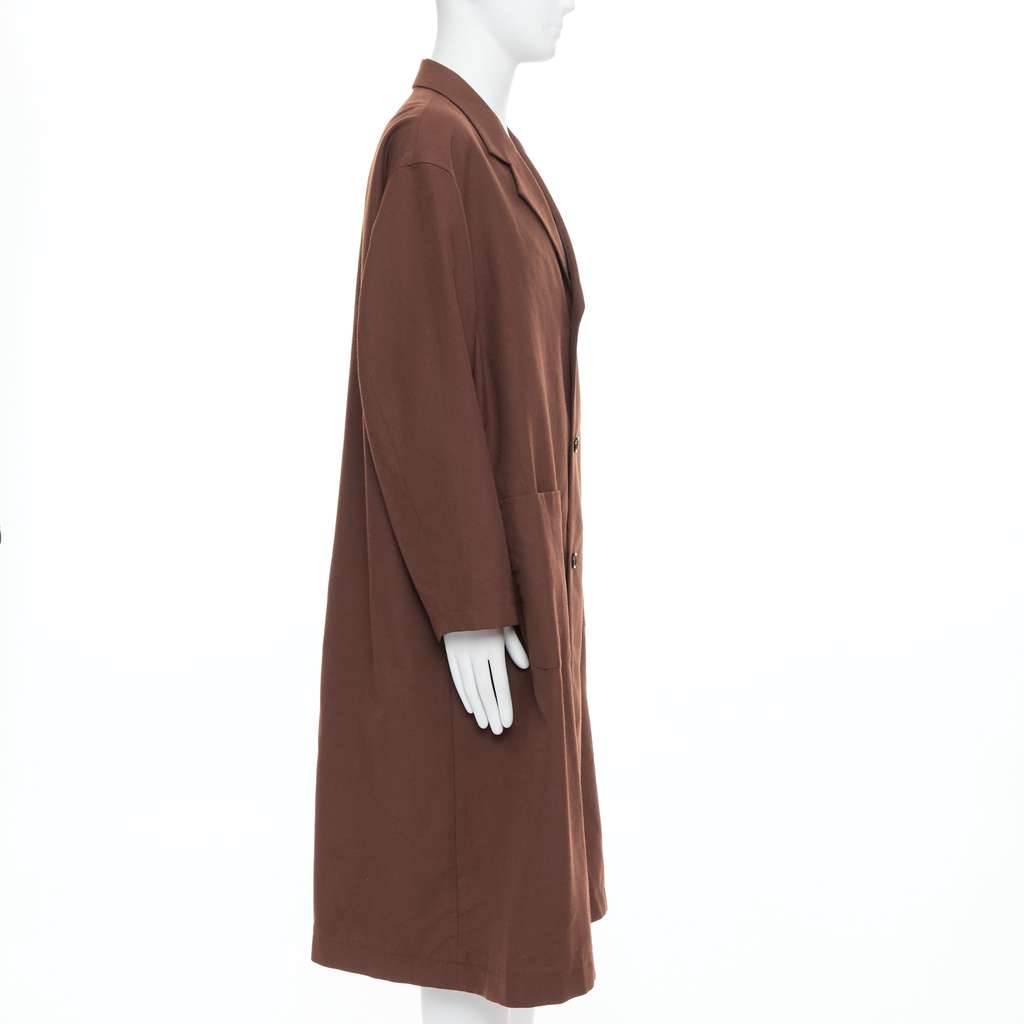 Yohji Yamamoto Brown Long Boxy Coat Brown Never worn - Model View