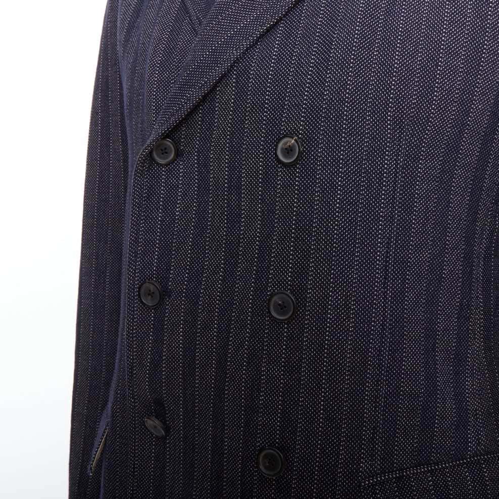 Jil Sander Navy Striped Double Blazer Navy Cotton Never worn - Back View