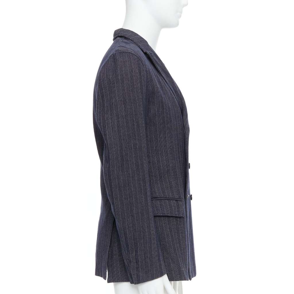 Jil Sander Navy Striped Double Blazer Navy Cotton Never worn - Model View