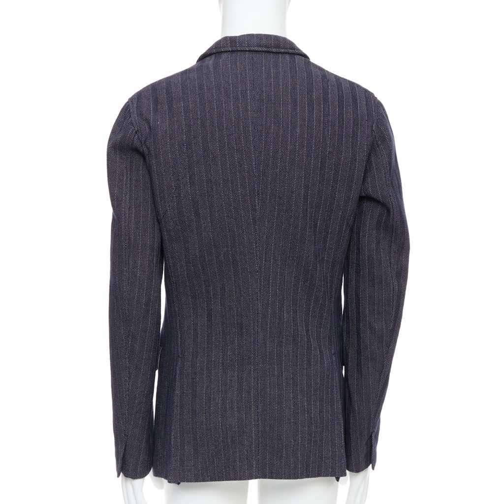 Jil Sander Navy Striped Double Blazer Navy Cotton Never worn - Box View