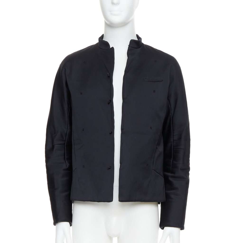 Shiatzy Chen Navy Panel Lapel Coat Black Cotton Very good - Inside View