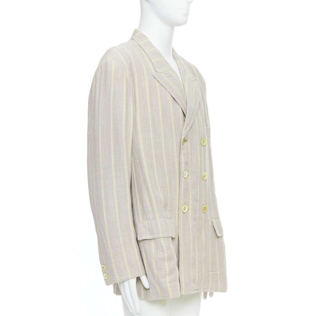 Yohji Yamamoto Grey Striped Blazer Anthracite Cotton Very good - Inside View