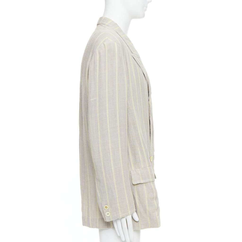 Yohji Yamamoto Grey Striped Blazer Anthracite Cotton Very good - Model View