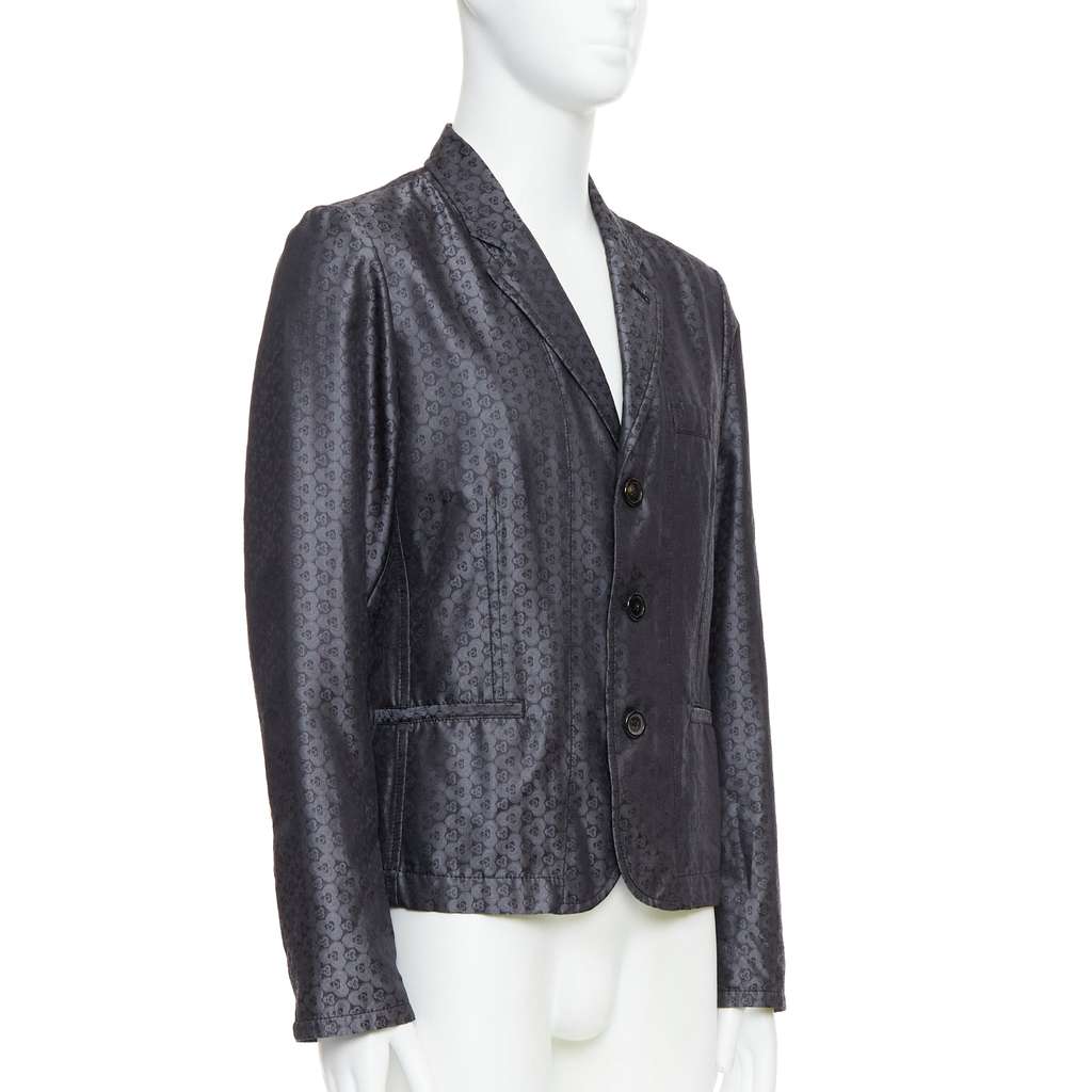 Ann Demeulemeester Grey Brocade Blazer Grey Silk Never worn - Inside View