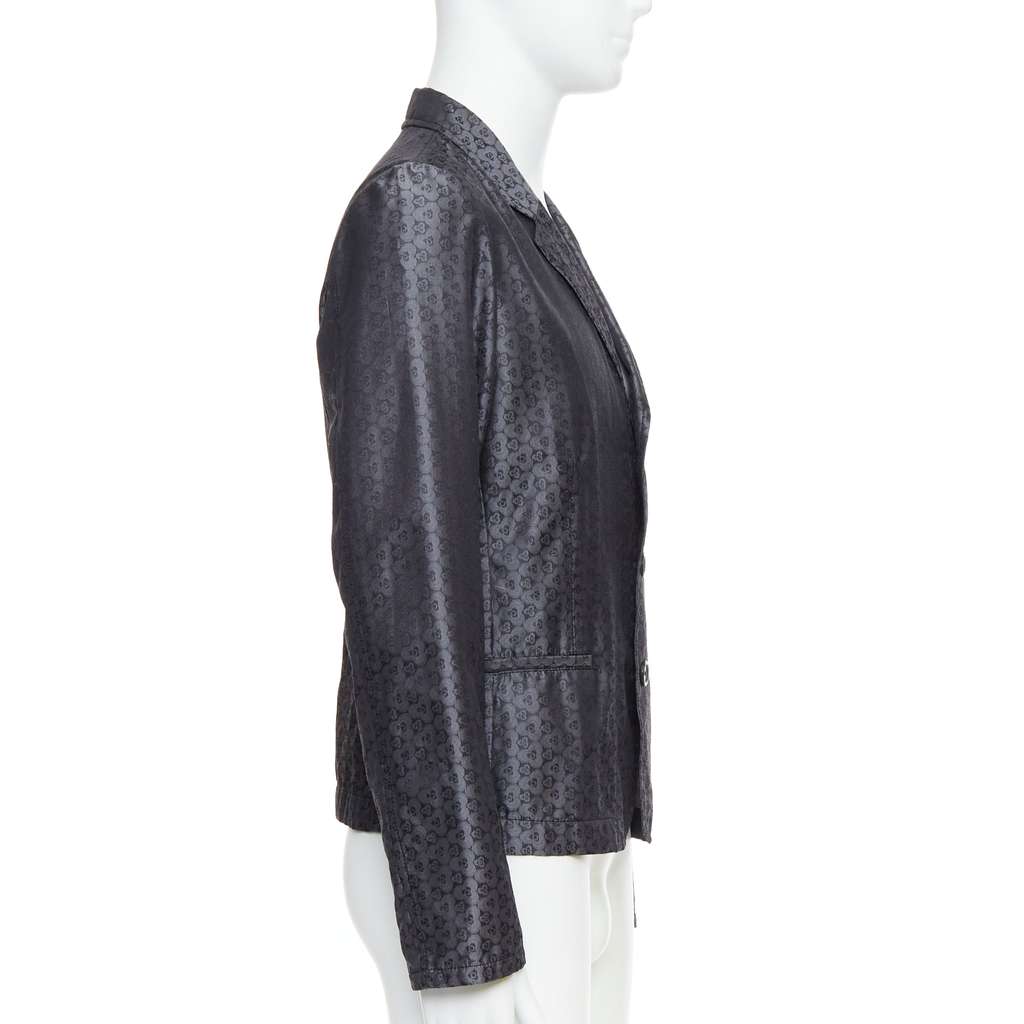 Ann Demeulemeester Grey Brocade Blazer Grey Silk Never worn - Model View