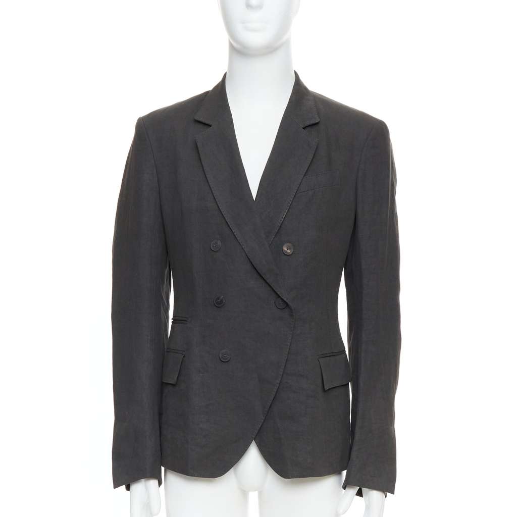 Haider Ackermann Grey Double Breasted Blazer Grey Linen Never worn - Front View