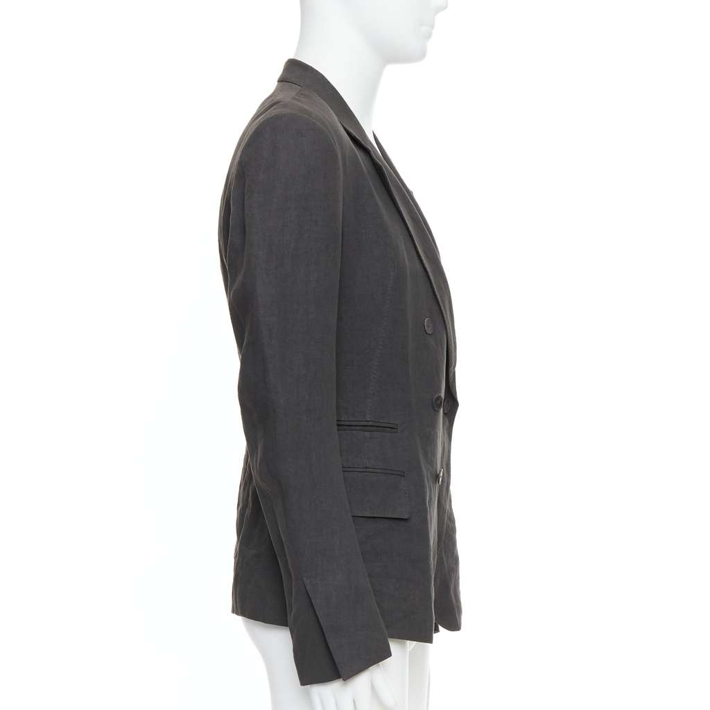 Haider Ackermann Grey Double Breasted Blazer Grey Linen Never worn - Model View