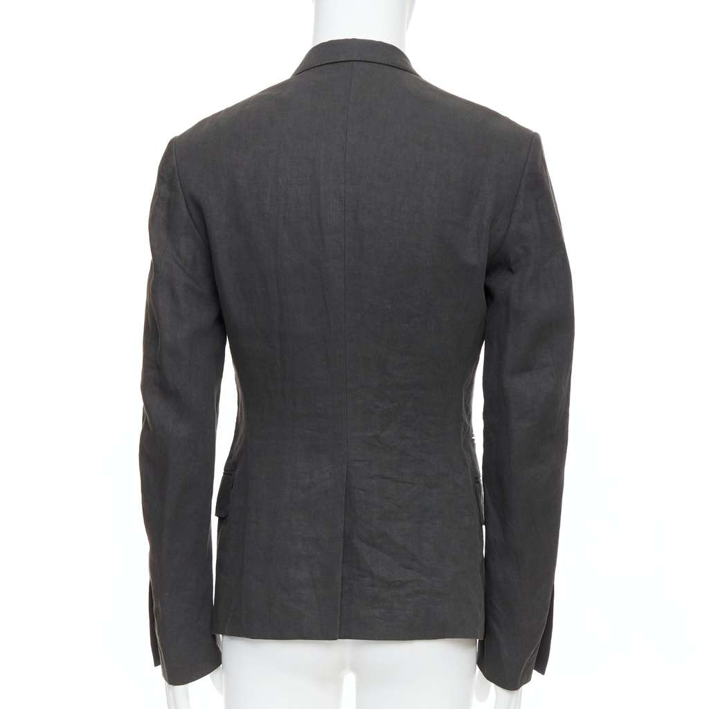 Haider Ackermann Grey Double Breasted Blazer Grey Linen Never worn - Box View