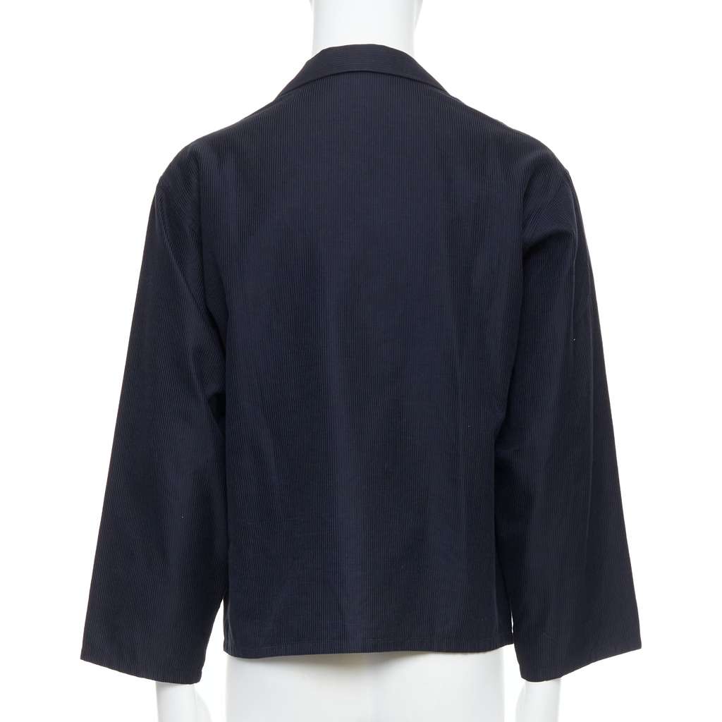 Yohji Yamamoto Navy Cropped Stripe Blazer Navy Cotton Very good - Box View