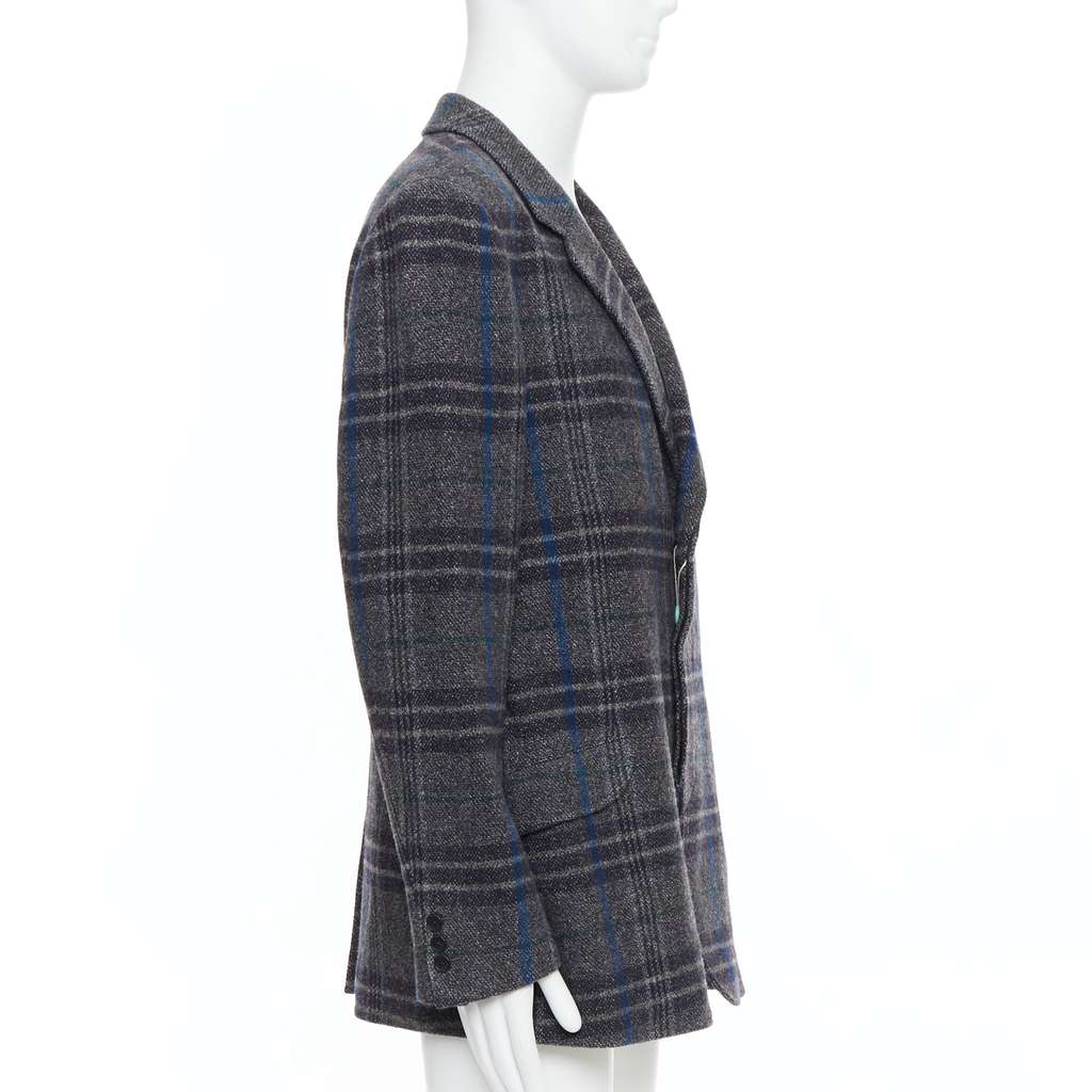Yohji Yamamoto Black Nylon Anorak Coat Grey Wool Never worn, with tag - Model View