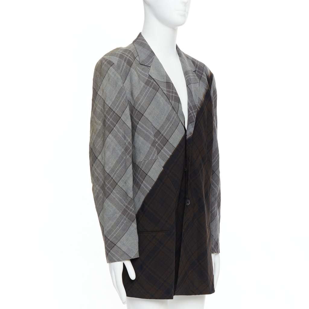 Yohji Yamamoto Gradient Check Blazer Grey Wool Very good condition - Inside View