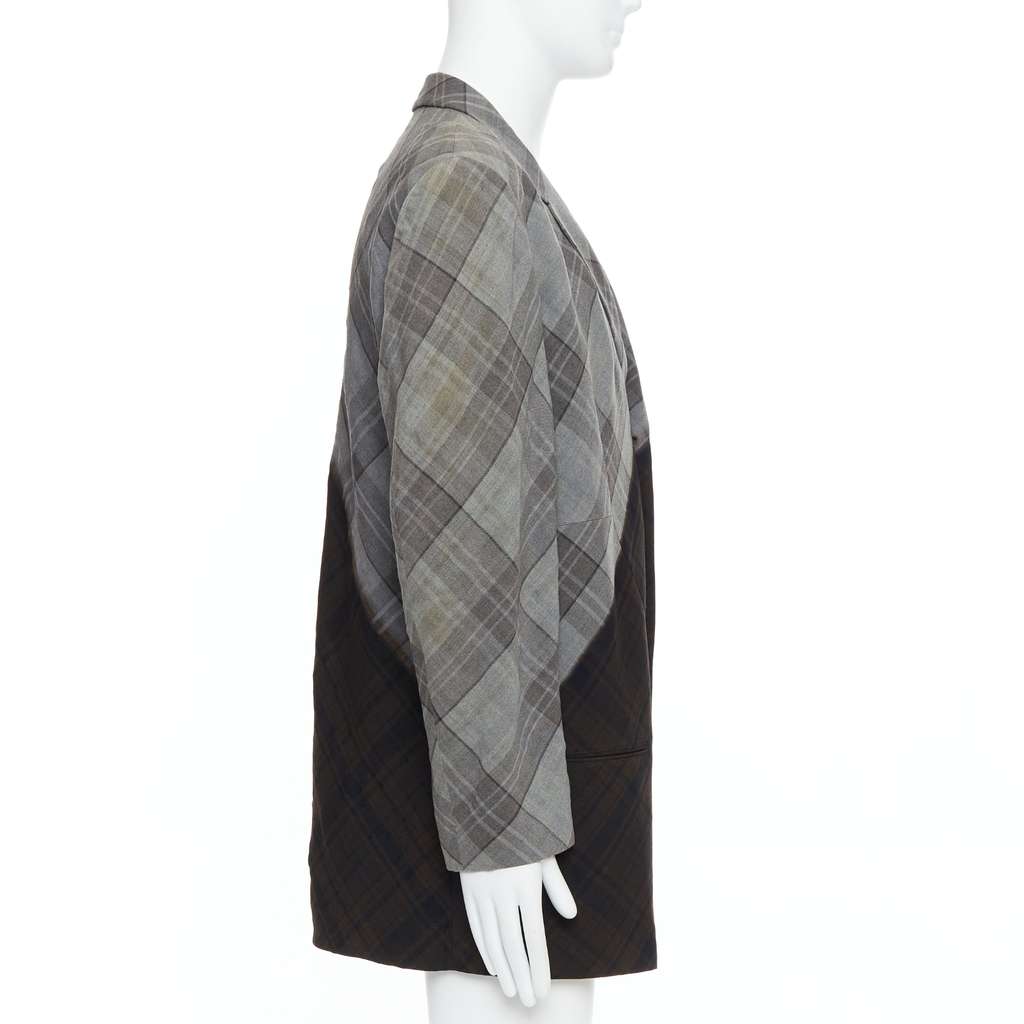 Yohji Yamamoto Gradient Check Blazer Grey Wool Very good condition - Model View