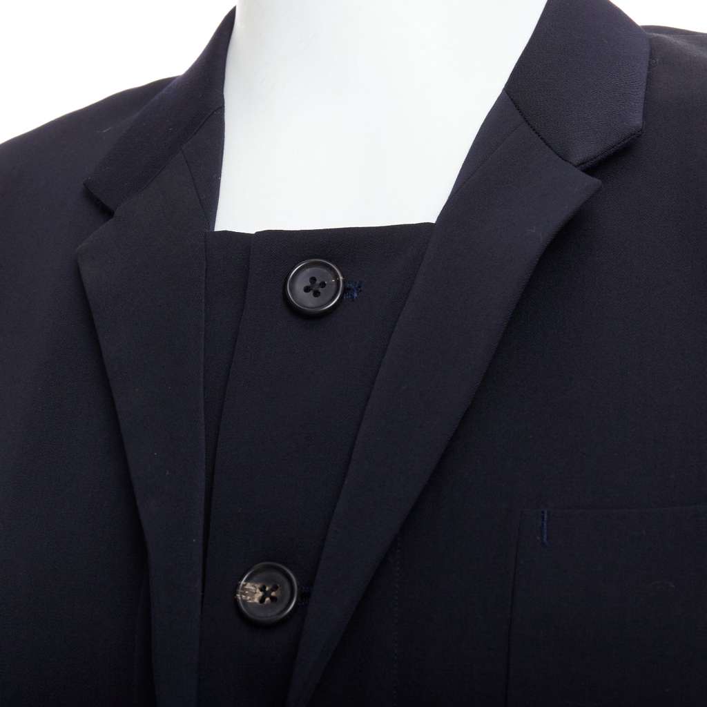 Yohji Yamamoto Black Deconstructed Blazer Black Wool Very good condition - Back View