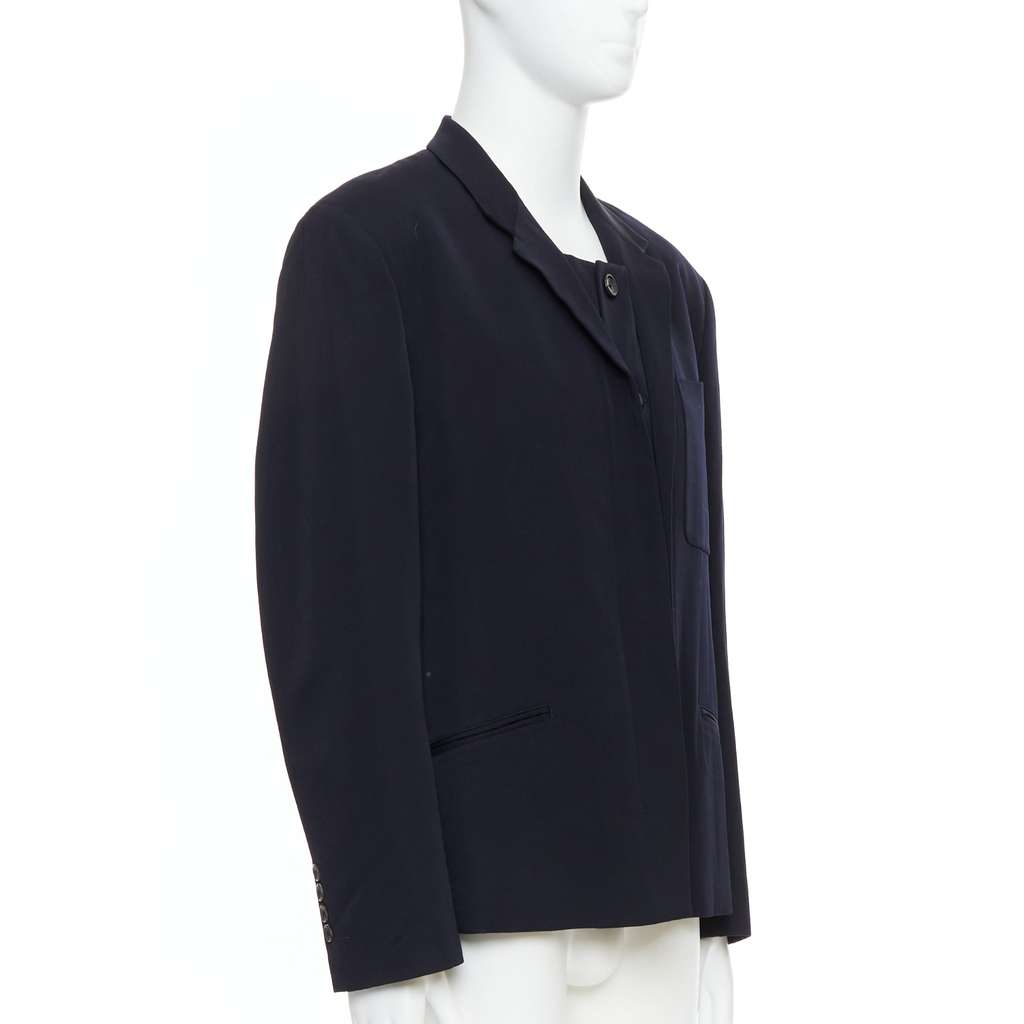 Yohji Yamamoto Black Deconstructed Blazer Black Wool Very good condition - Model View