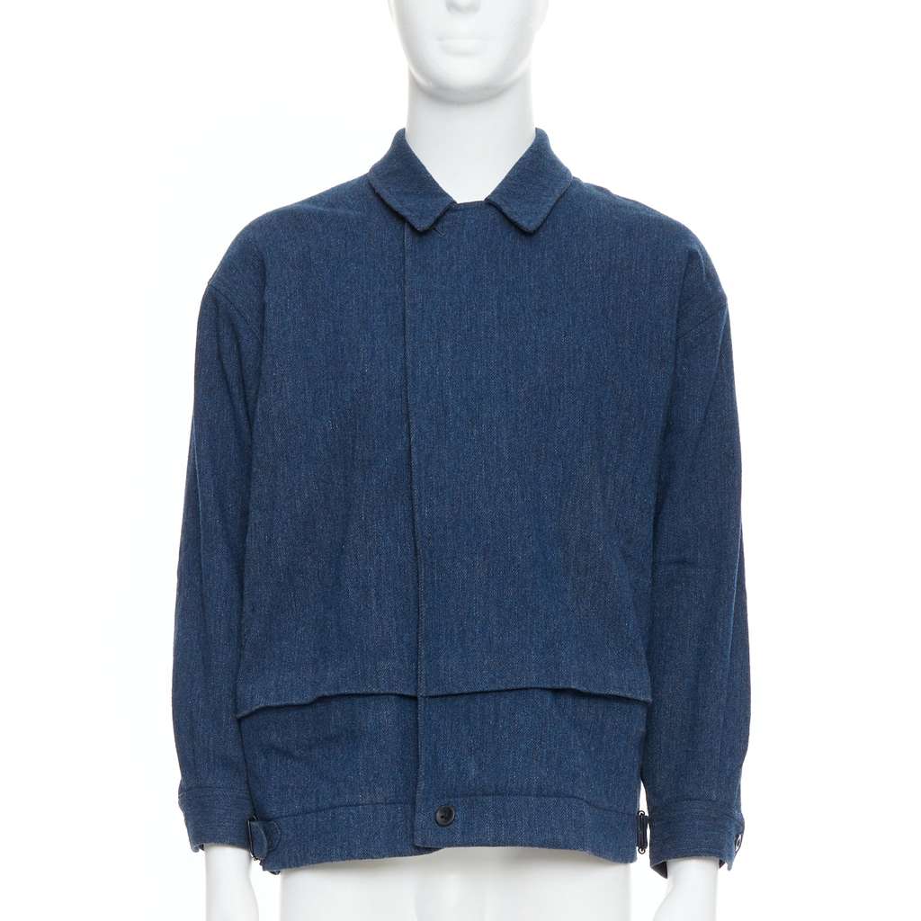 Yohji Yamamoto Blue Wool Zip Bomber Blue Wool Good - Front View
