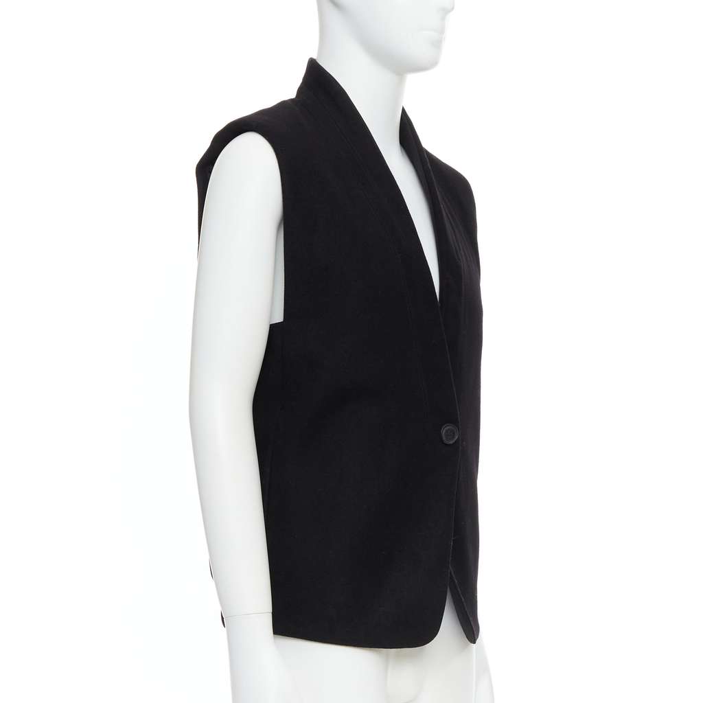 Lemaire Topstitch Waistcoat Vest Black Wool Very good - Inside View