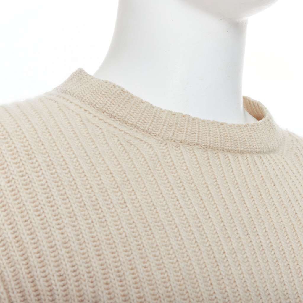 Ermenegildo Zegna Panelled Rib Sweater Beige Cashmere Good - Back View