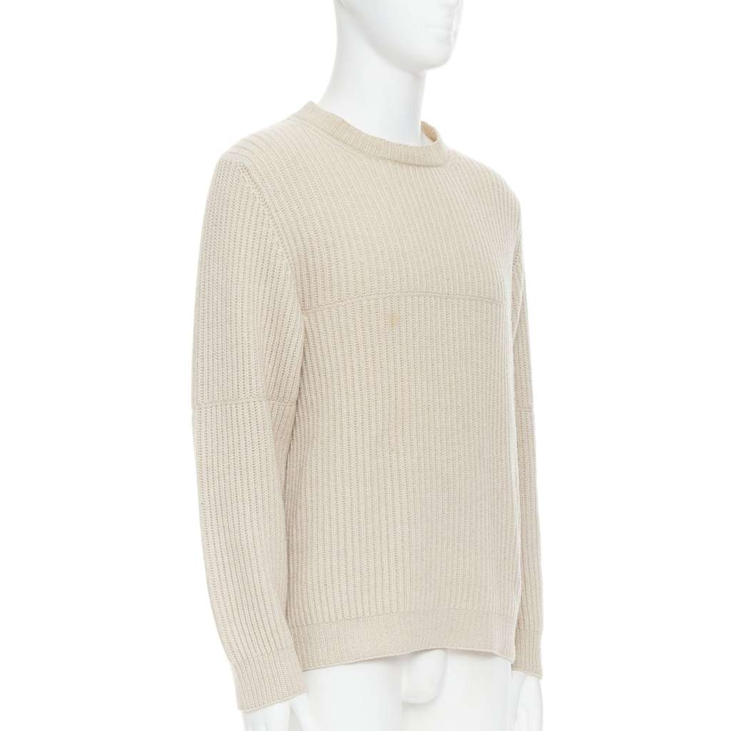 Ermenegildo Zegna Panelled Rib Sweater Beige Cashmere Good - Inside View