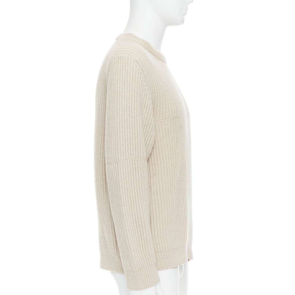 Ermenegildo Zegna Panelled Rib Sweater Beige Cashmere Good - Model View