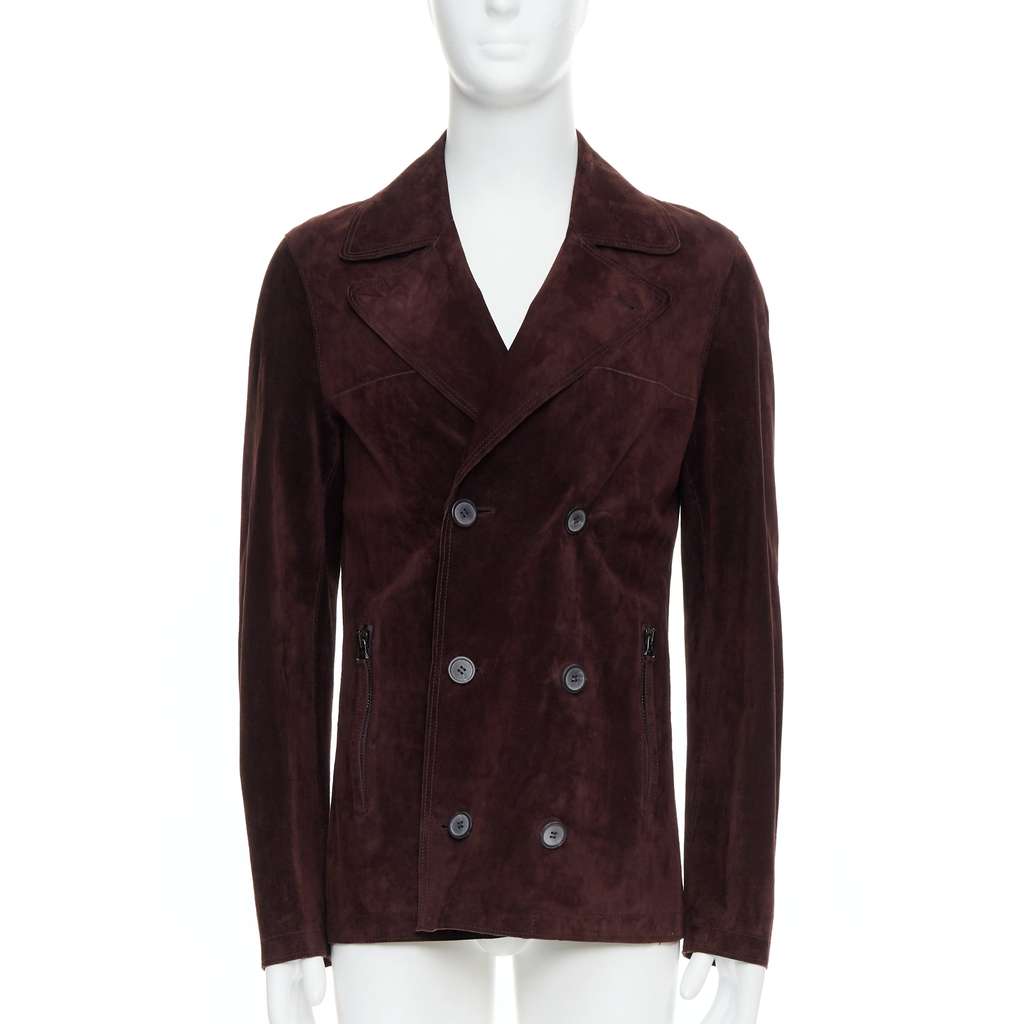 Lanvin Brown Suede Double Jacket Brown Leather Good - Front View
