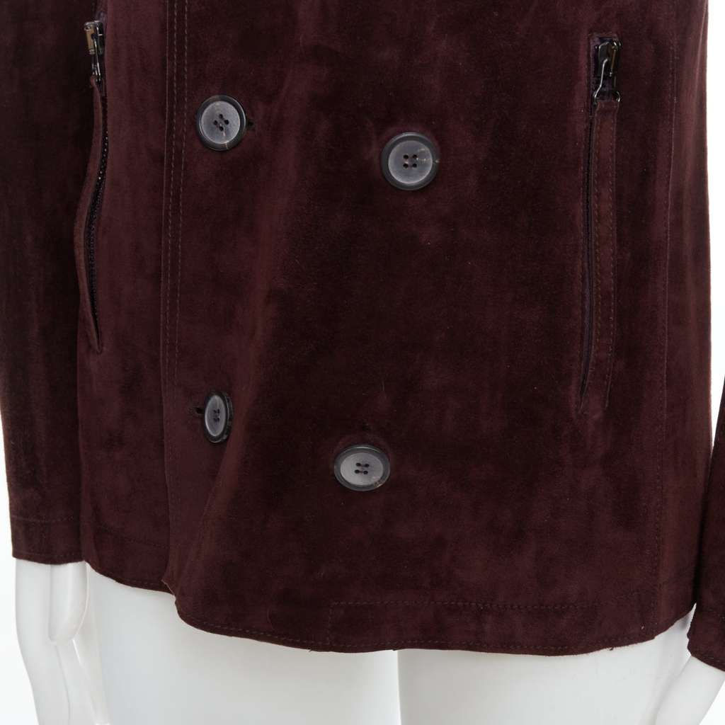 Lanvin Brown Suede Double Jacket Brown Leather Good - Back View