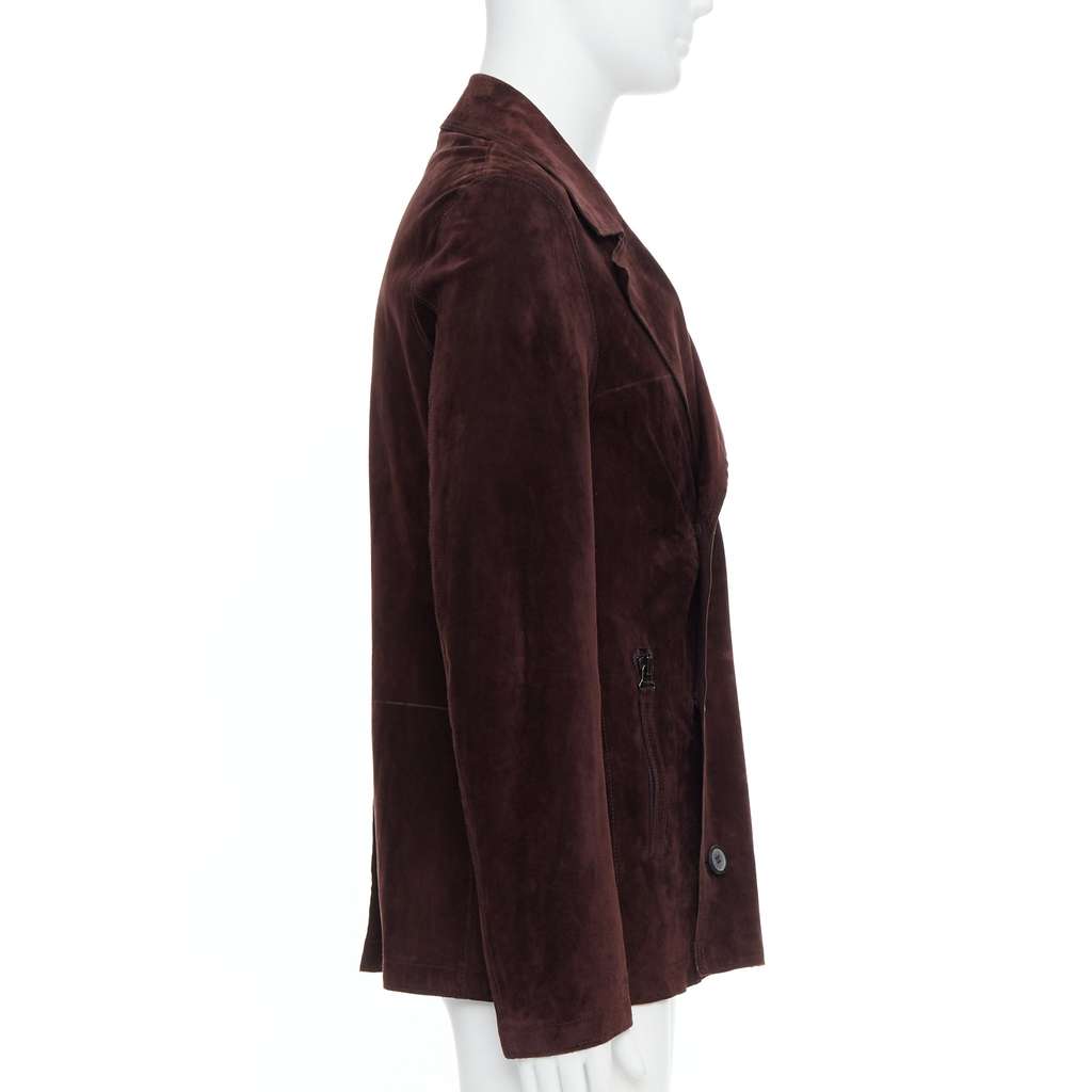 Lanvin Brown Suede Double Jacket Brown Leather Good - Box View