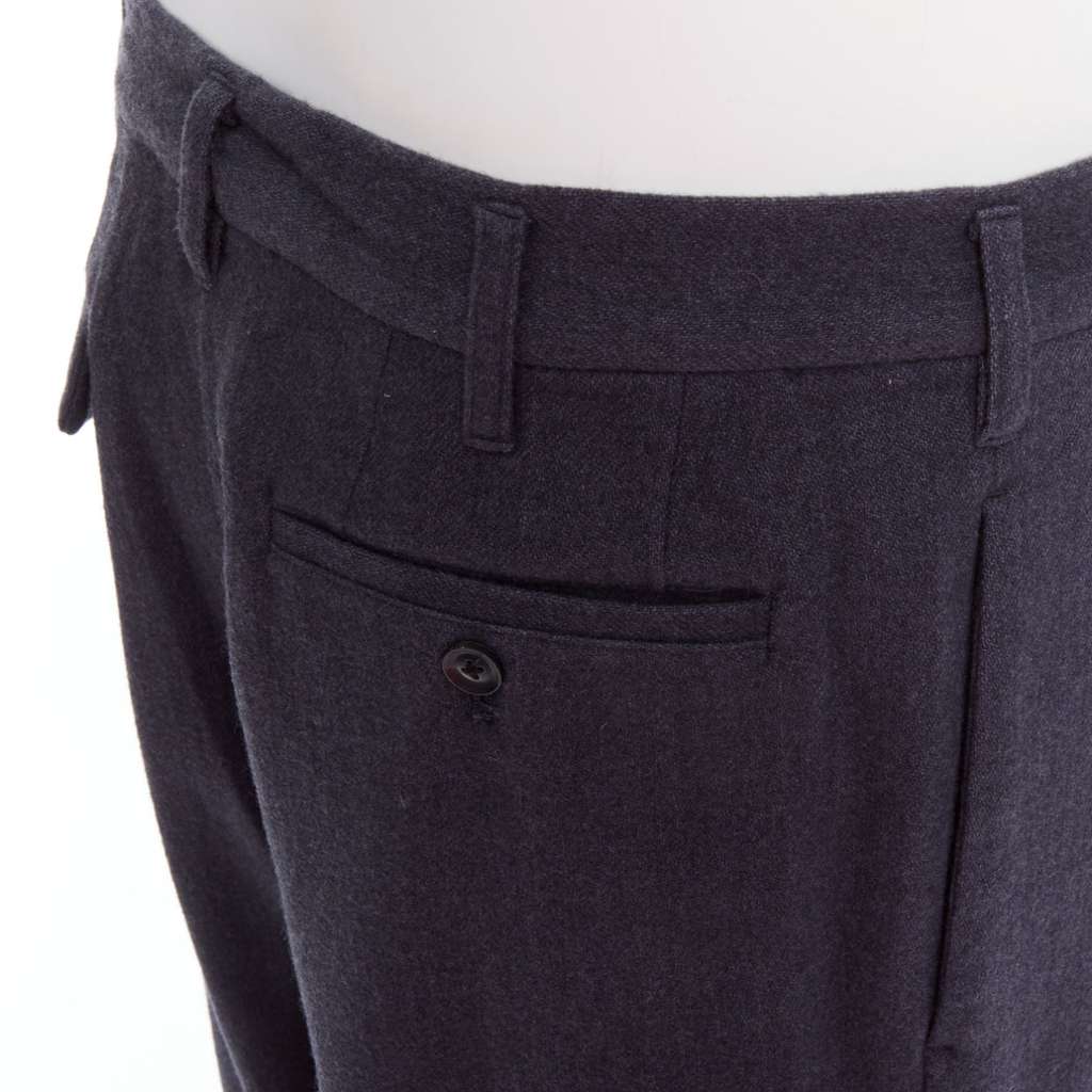 Yohji Yamamoto Pleated Tapered Pants Blue Wool Never worn, with tag - Back View