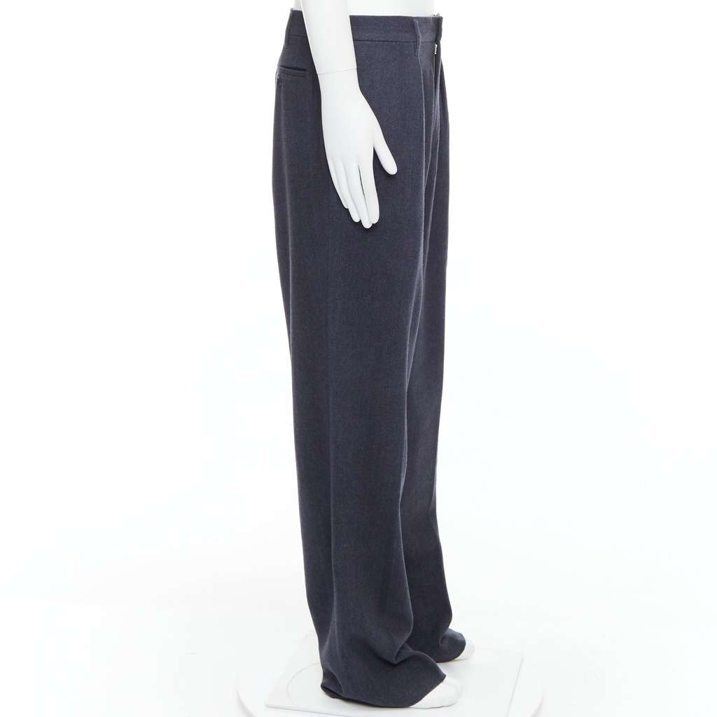 Yohji Yamamoto Pleated Tapered Pants Blue Wool Never worn, with tag - Model View