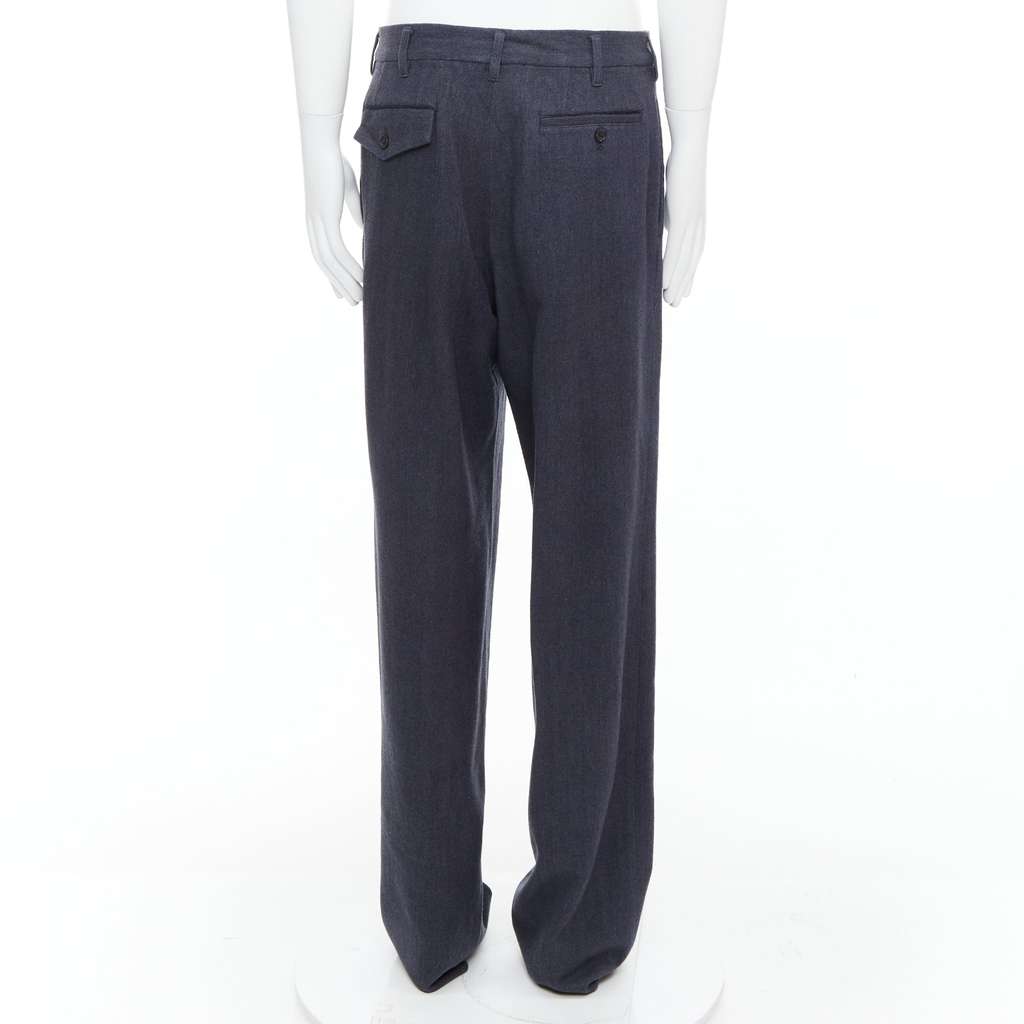 Yohji Yamamoto Pleated Tapered Pants Blue Wool Never worn, with tag - Box View