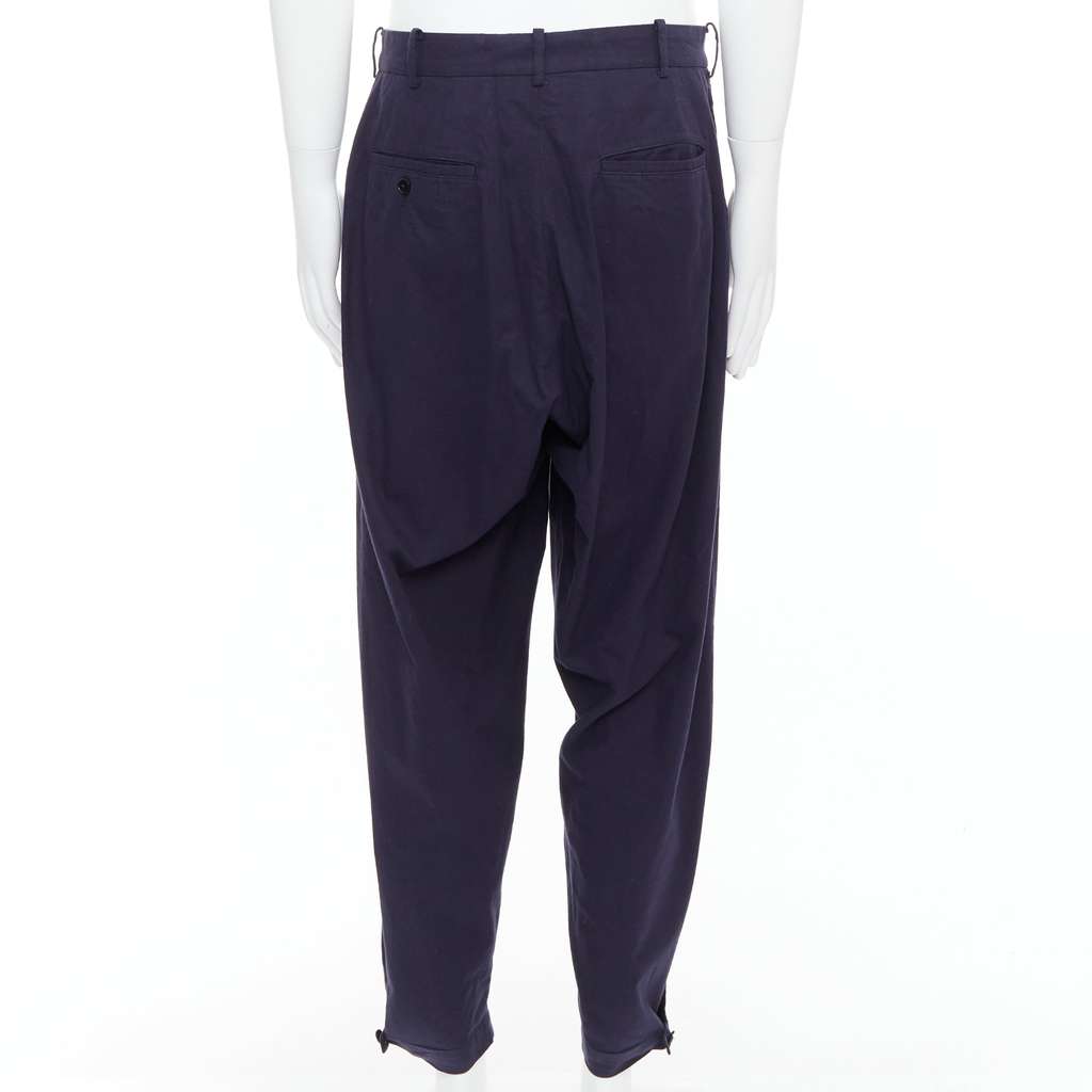Yohji Yamamoto Cotton Pleated Pants Navy Cotton Good condition - Box View